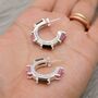 Pink, Black Tourmaline Silver Earrings, thumbnail 3 of 8