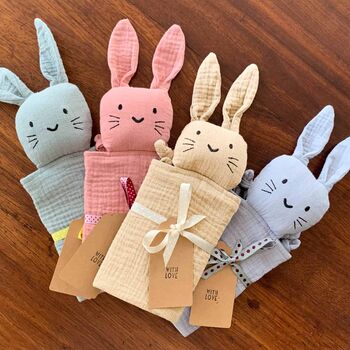 Personalised Organic Cotton Easter Bunny Baby Comforter, 2 of 12