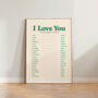 Retro I Love You In Twenty Languages Wall Print, thumbnail 1 of 7