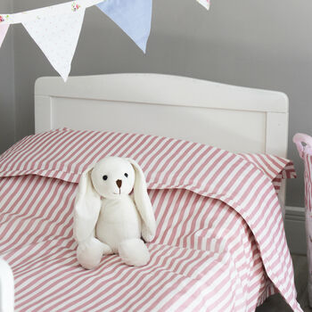 Pink Stripe Duvet Cover And Pillowcase Set Two Sizes, 4 of 9