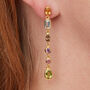 Multi Gemstone Gold Plated Silver Drop Stud Earrings, thumbnail 2 of 9