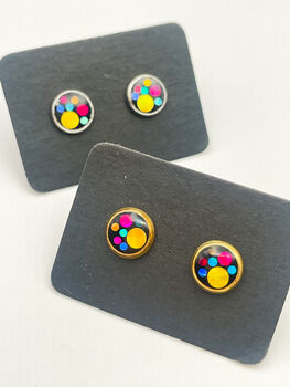 Mini Disco Stud Earrings With Colourful Glitter, 4 of 12