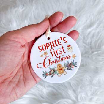 Personalised First Christmas Ceramic Ornament With Name, 4 of 7
