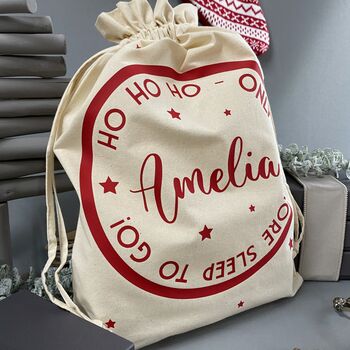 Personalised Christmas Eve Bag Two Natural With Black, 9 of 12