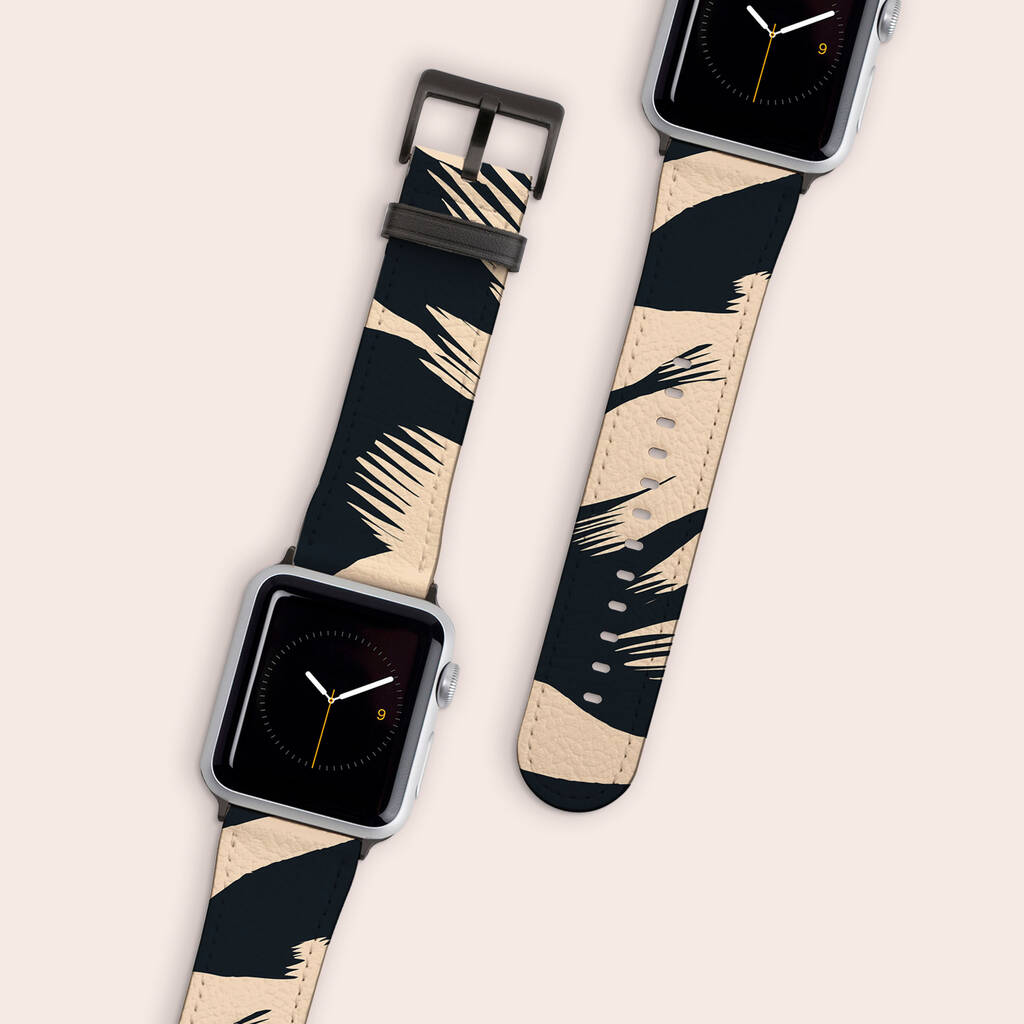 Abstract Monochrome Vegan Leather Apple Watch Band, 1 of 7