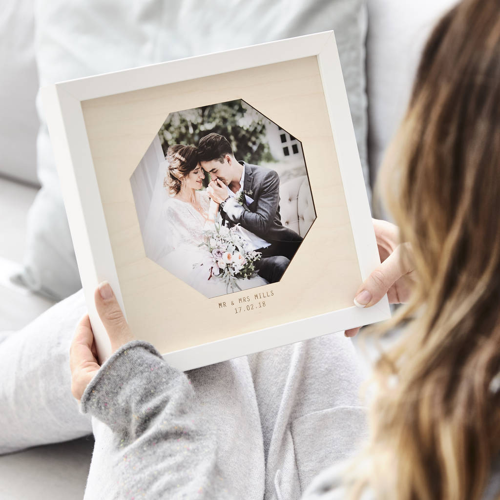 Wooden Personalised Wedding Photo Frame, 1 of 5