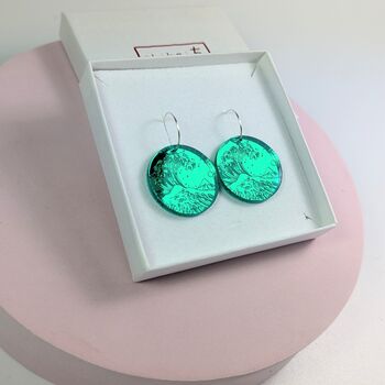 Hokusai The Great Wave Hoop Earrings, Japan Art Lover, 6 of 7