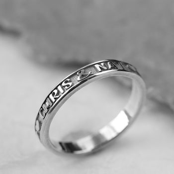 Slender Personalised Silver Promise Ring, 2 of 7