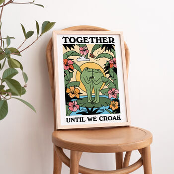 'Together Until We Croak' Cute Frog Couples Print, 7 of 9