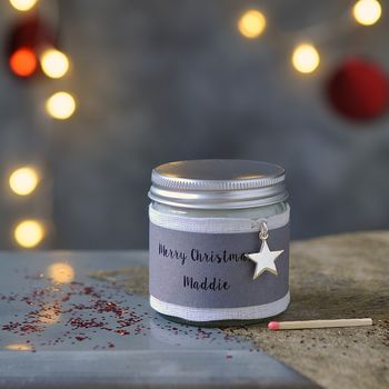 Personalised White Christmas Scented Charm Candle, 2 of 4