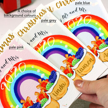 Personalised Rainbow Family Christmas Card, 4 of 5