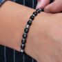 Mens Bracelet Black Onyx Bead Bracelet Chain, thumbnail 5 of 12