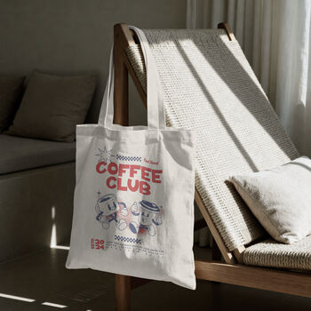 Coffee Club Tote Bag, Cotton Shoulder Bag, 9 of 12