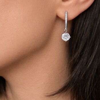 Silver Sparkling Diamond Style Hoop Bridal Earrings, 2 of 8