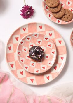 Chequered Heart Dessert Plates, 2 of 2