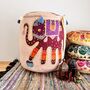 Handmade Bohemian Dusky Pink Elephant Pouffe, thumbnail 4 of 8