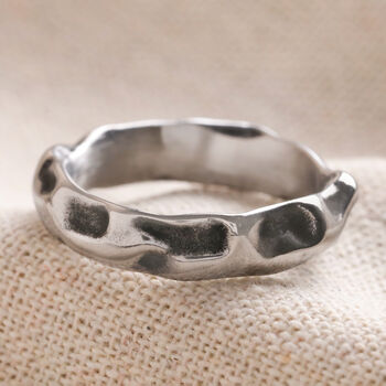 Men's Stainless Steel Molten Band Ring, 2 of 5