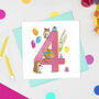 Age Four 'The Birthday Bunch' Animal Card, thumbnail 3 of 4