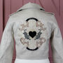 Cream Cropped Peace And Love Biker Moto Jacket, thumbnail 2 of 9