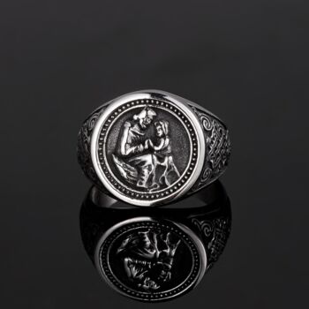 Men's Gold Saint Christopher Steel Signet Ring For Men, 4 of 12