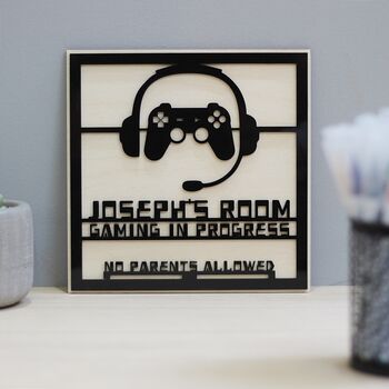 Personalised Gaming In Progress Bedroom Door Sign, 3 of 7