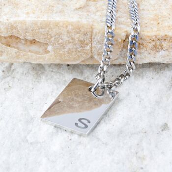 Silver Square Necklace Pendant Engravable, 3 of 12
