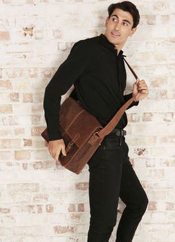 Mens's Urban Leather Satchel Bag, 2 of 10