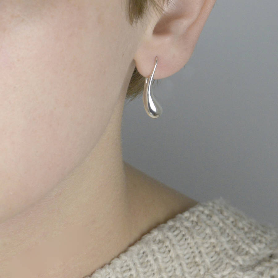 Teardrop Sterling Silver Drop Earrings, 1 of 6