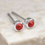 Mini Sterling Silver Flame Red Opal Stud Earrings, thumbnail 5 of 11