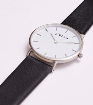 Classic Silver Vegan Leather Watch, 5 of 12