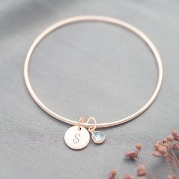 Initial And Birthstone Personalised Bangle, 2 of 12