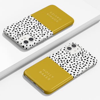 Personalised Mustard Animal Pattern Phone Case, 4 of 6