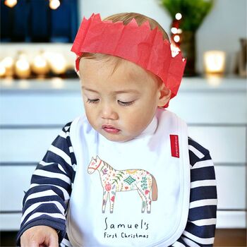 Personalised Nordic Horse First Christmas Bib, 3 of 7