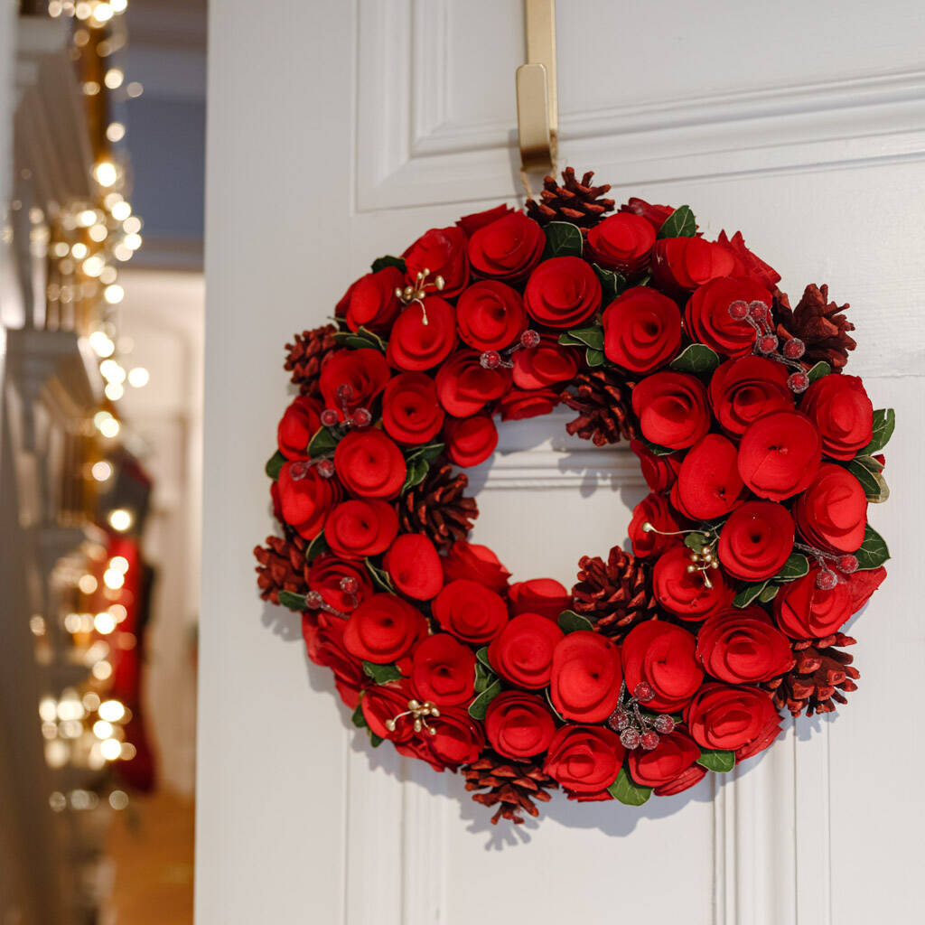 Crimson Rose Indoor Christmas Wreath By Dibor