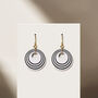 White And Black Stripey Circular Earrings, thumbnail 1 of 6