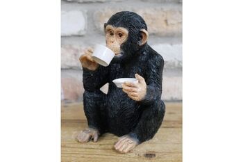 Tea Drinking Monkey Figurine – Chimpanzee Ornament, 2 of 3