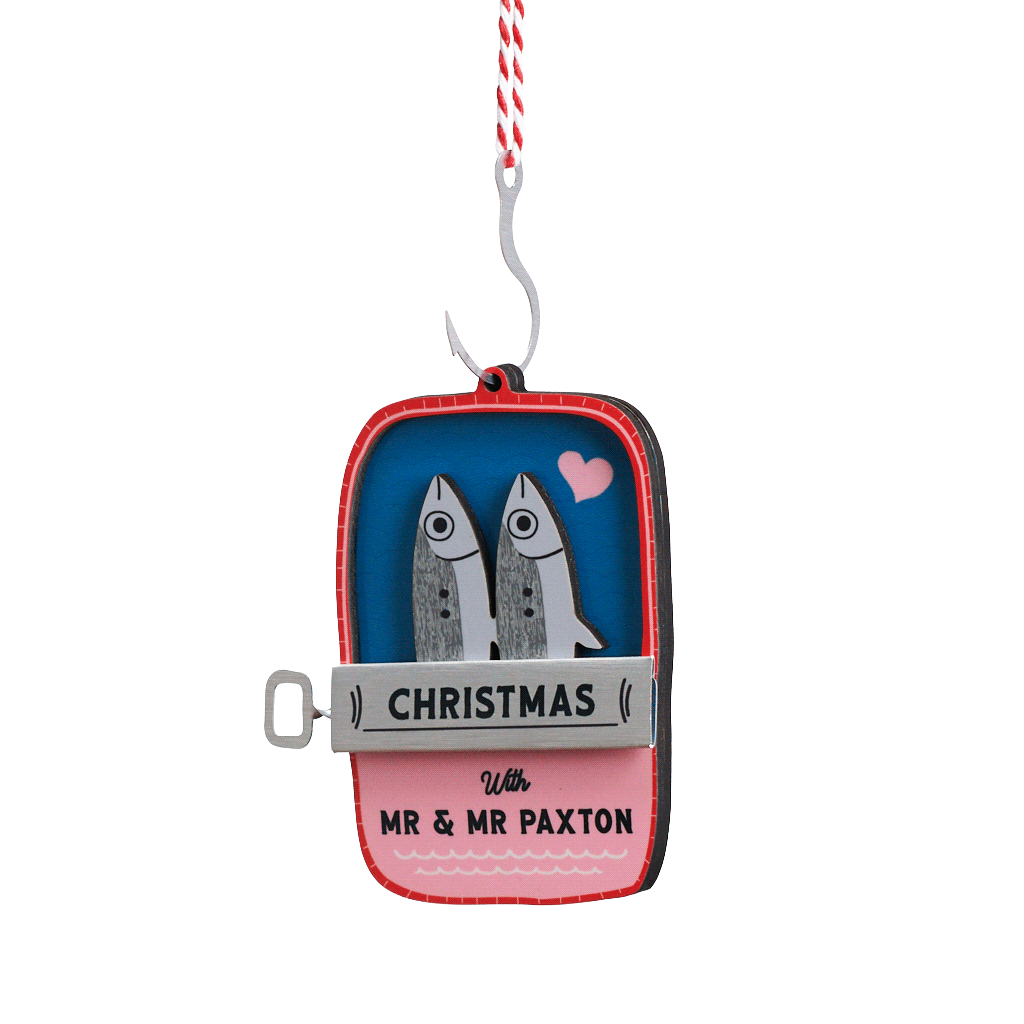 Personalised Couples Sardine Christmas Tree Decoration, thumbnail 2 of 6