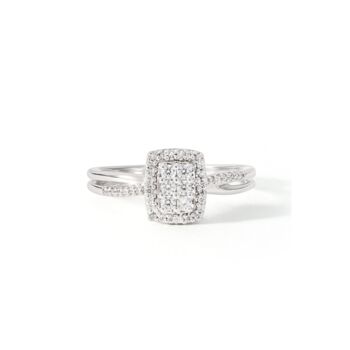 White Gold Diamond Pave Halo Engagement Ring, 3 of 5