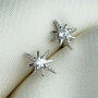 Sterling Silver Crystal Detail Star Stud Earrings, thumbnail 1 of 6