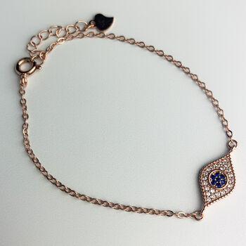 Rose Gold Colour Sterling Silver Crystal Eye Bracelet, 3 of 6