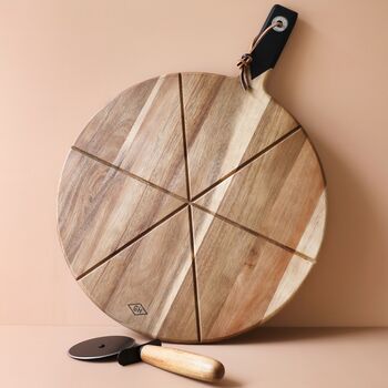 Personalised Initial Pizza Serving Board And Cutter Set, 4 of 6