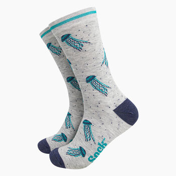 Seals Seagulls Jellyfish Seaside Men's Bamboo Socks Gift Box, 4 of 4