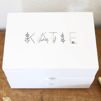 Personalised Floral Jewellery Box With Drawers, 2 of 8
