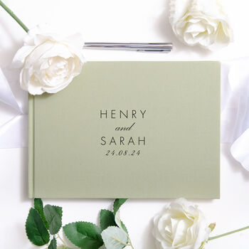 Personalised Linen Guest Book Wedding Minimal, 2 of 7