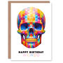 Colourful Polygonal Skull Weirdo Birthday Card, thumbnail 1 of 4