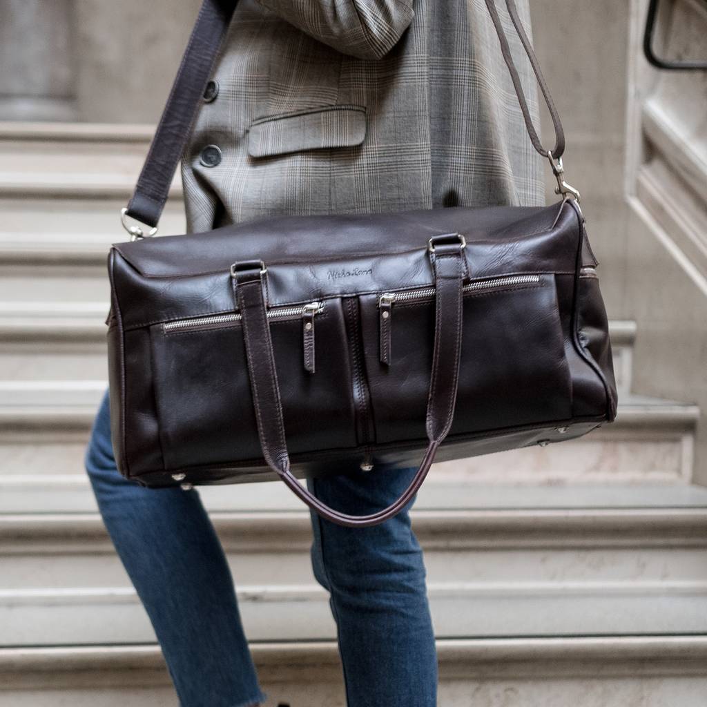 Leather Holdall Weekender ' Marron ' By Niche Lane | notonthehighstreet.com