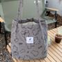 Extra Large Shopping Bag Brown Grey Cream Corduroy School Bag, thumbnail 6 of 7