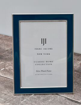 Isaac Jacobs Teal And Silver Plated Border Photo Frame, 2 of 3