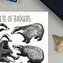 Badgers Wildlife Watercolour Postcard, thumbnail 6 of 8