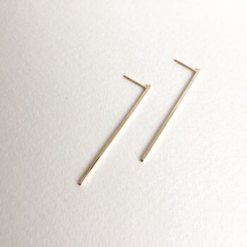 Recycled Gold Long Lina Bar Studs, 3 of 4